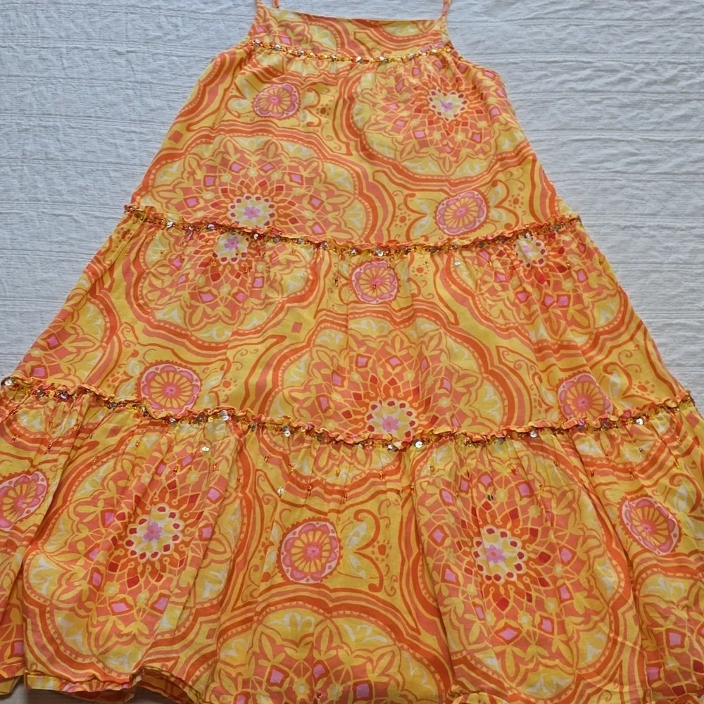 GAP Kids Vibrant Orange &  Pink Floral Sundress - Size 8 (IMPERFECT)